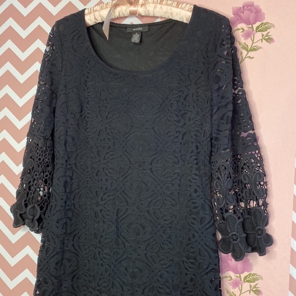 🌷 Alfani 🌷 Beautiful Black Crochet Lace Dress - Picture 4 of 16